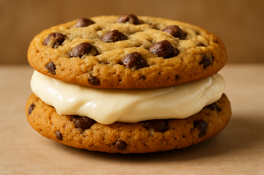 white icing between the cookies